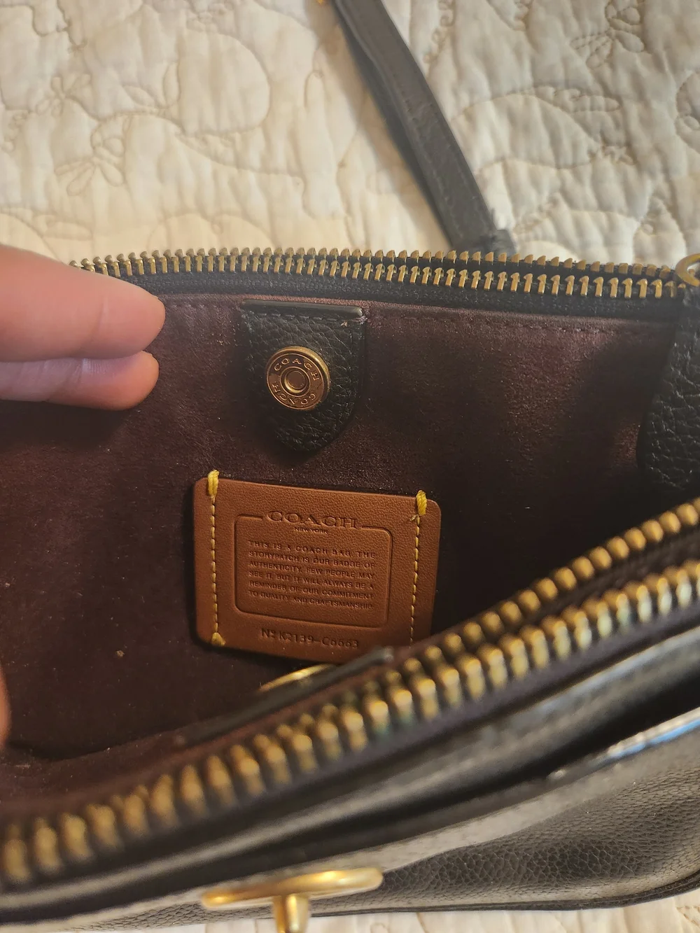 Black Leather Crossbody Bag with Gold Hardware